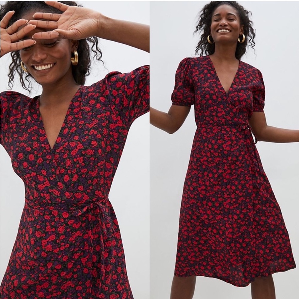 NWT Faithfull The Brand Sumaia Wrap Midi Dress Uma Floral Rayon Size XL US 10 - Picture 1 of 11